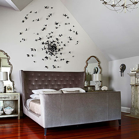 So glam and elegant is this grey velvet-covered bedroom above ,The ...