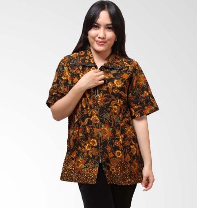 20 Contoh Model Kemeja Batik Wanita Kombinasi Modern 2019