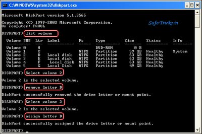 diskpart hidden drive 