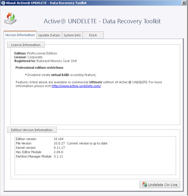 Active UNDELETE 10 Professional Serial Key Full Version Download
