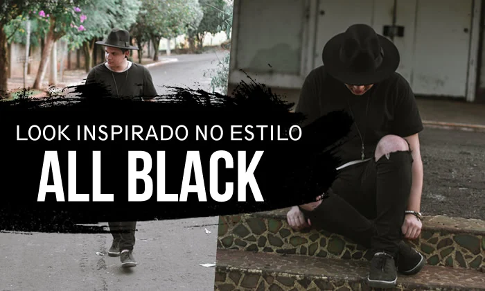 Look Masculino All Black Chapéu Fedora