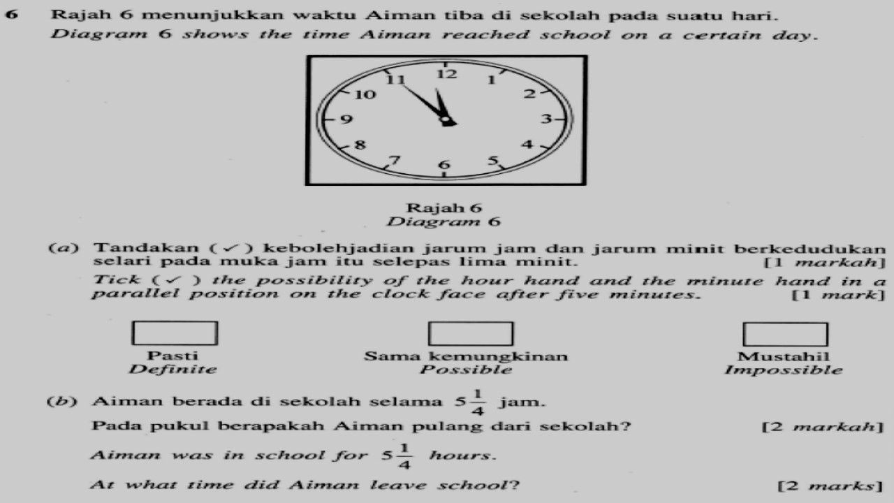Soalan Upsr 2007 2016 Soalan Sebenar Matematik Upsr 2016 Jawapan K2