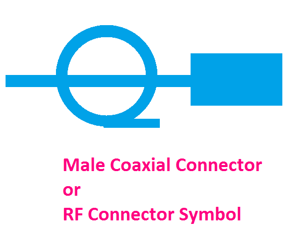 Male Coaxial Connector Symbol, Male RF Connector Symbol