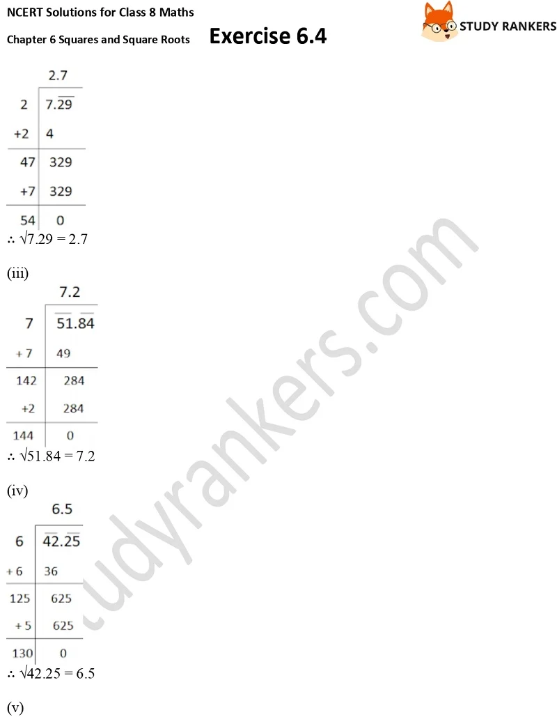 NCERT Solutions for Class 8 Maths Ch 6 Squares and Square Roots Exercise 6.4 8
