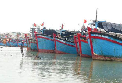 Tàu cá neo đậu ở Khánh Hoà tránh bão. Ảnh: X.N