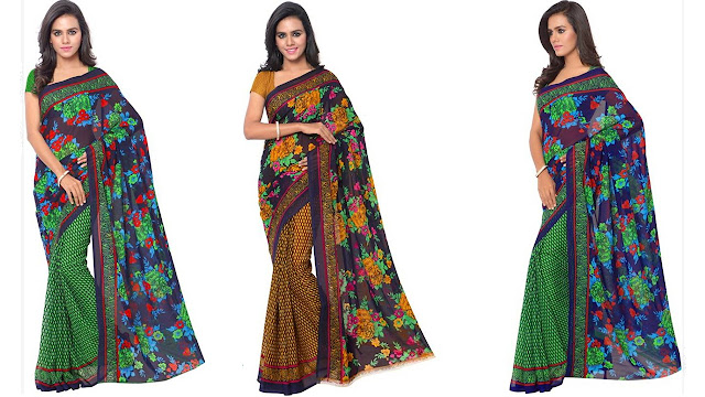 Kashvi Sarees Printed Daily Wear Georgette Saree  (Pack of 2, Multicolor)