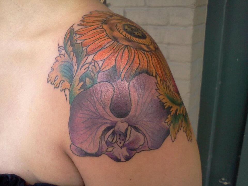 Flower Shoulder Cap Tattoo