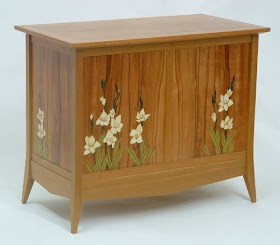 blanket chest with marquetry flowers