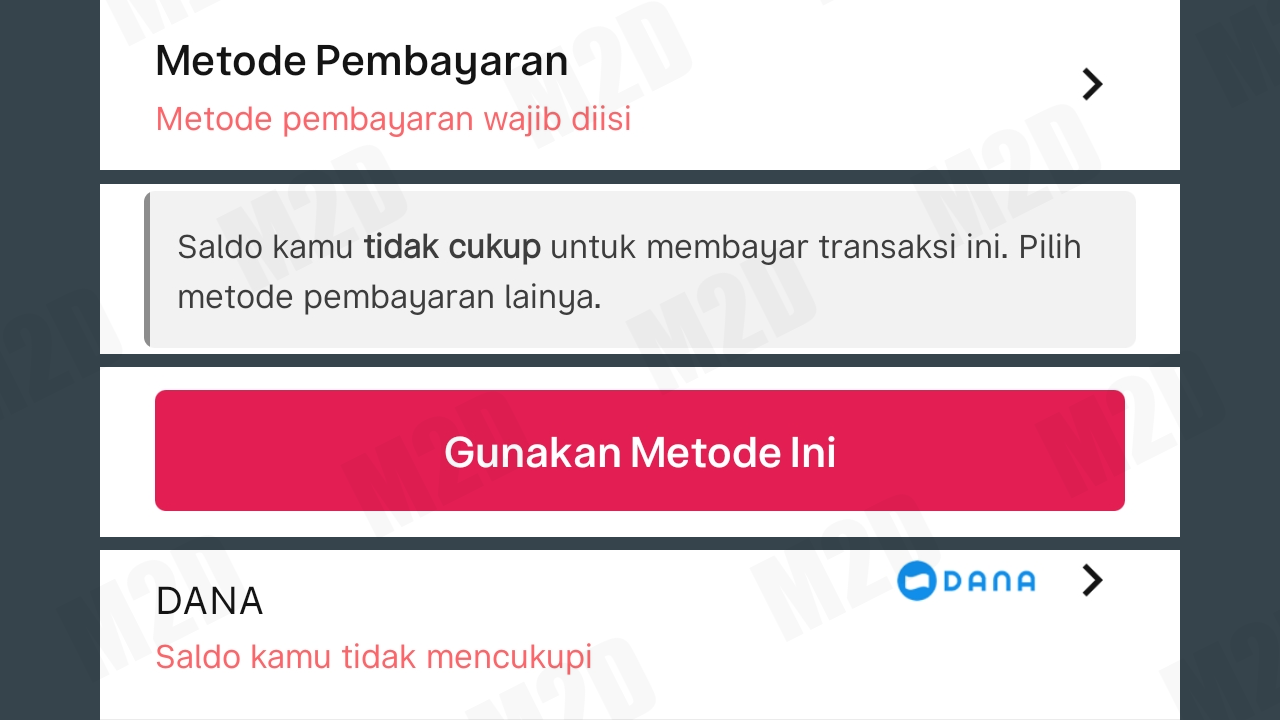 Saldo kamu tidak mencukupi