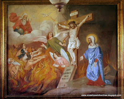 Picture of Purgatory with Jesus on the Cross.