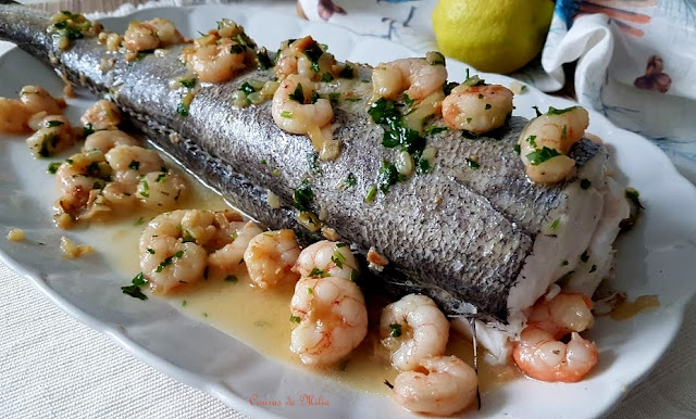 Cola de merluza con gambas