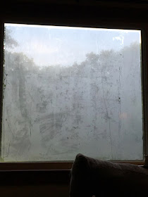 misted window from morning's mist