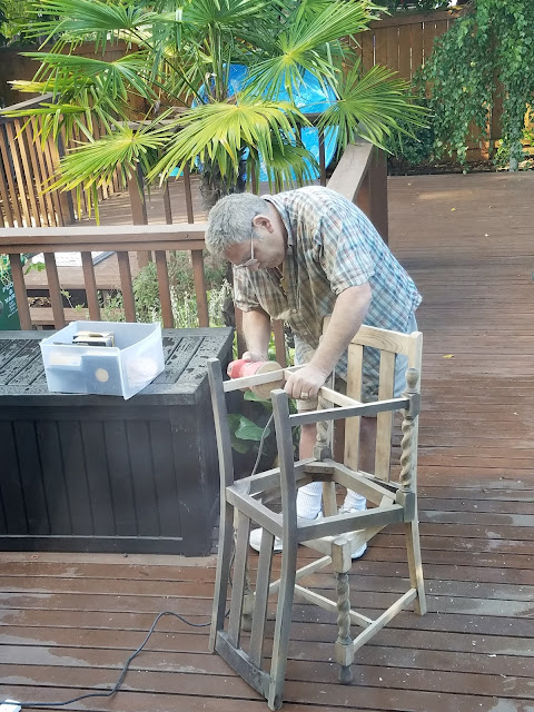 sanding antique chairs