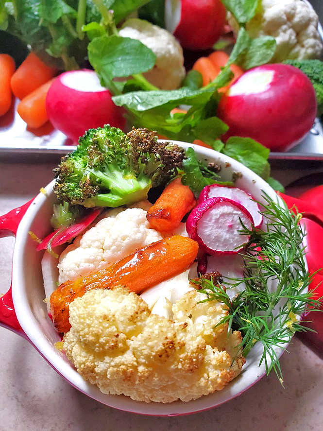 radishes roasted with honey in an assortment of vegetables