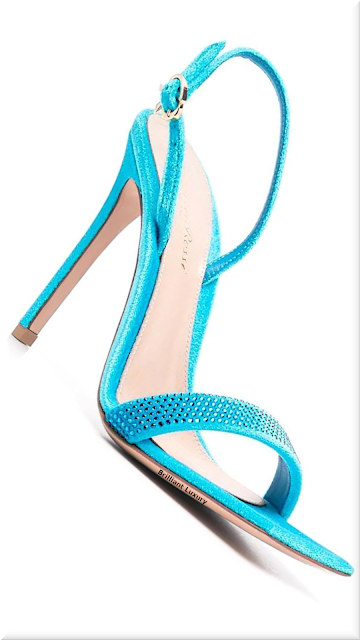 ♦Pantone Blue Atoll Gianvito Rossi embellished Britney sandals #gianvitorossi #pantone #shoes #blue #brilliantluxury