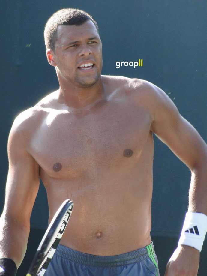 JoWilfried Tsonga Shirtless at Miami Open 2011