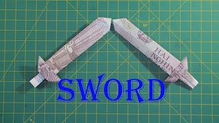 how to make money origami sword tutorial hướng dẫn cách làm cây kiếm bằng tiền giấy