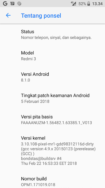 Redmi3 Modif/Up Ke Android 8