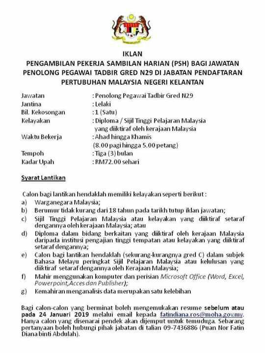 Jawatan Kosong Jabatan Pendaftaran Pertubuhan Malaysia