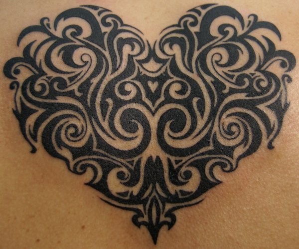 Tribal black heart tattoo