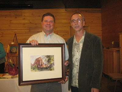 Zion Naitonal Park Superintendent Jock Whitworth purchased Roland Lee's plein air painting of Angel's Landing