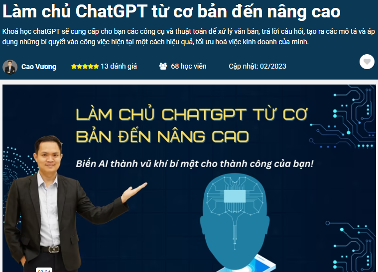 Chia Sẻ Khóa Học Làm chủ ChatGPT từ cơ bản đến nâng cao Cao Vương Unica