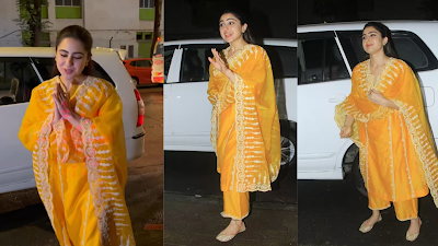 Sara Ali Khan seen in yellow salwar suit, said hello to paparazzi, fans convinced of simplicity