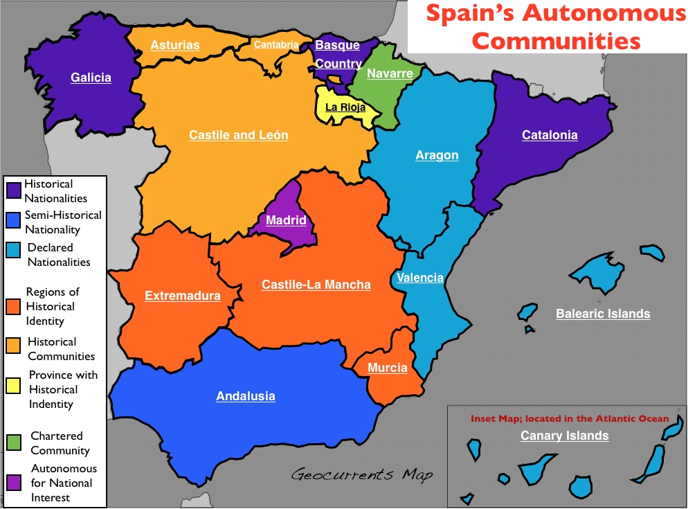 The Nation Nationalities And Autonomous Regions In Spain Geocurrents