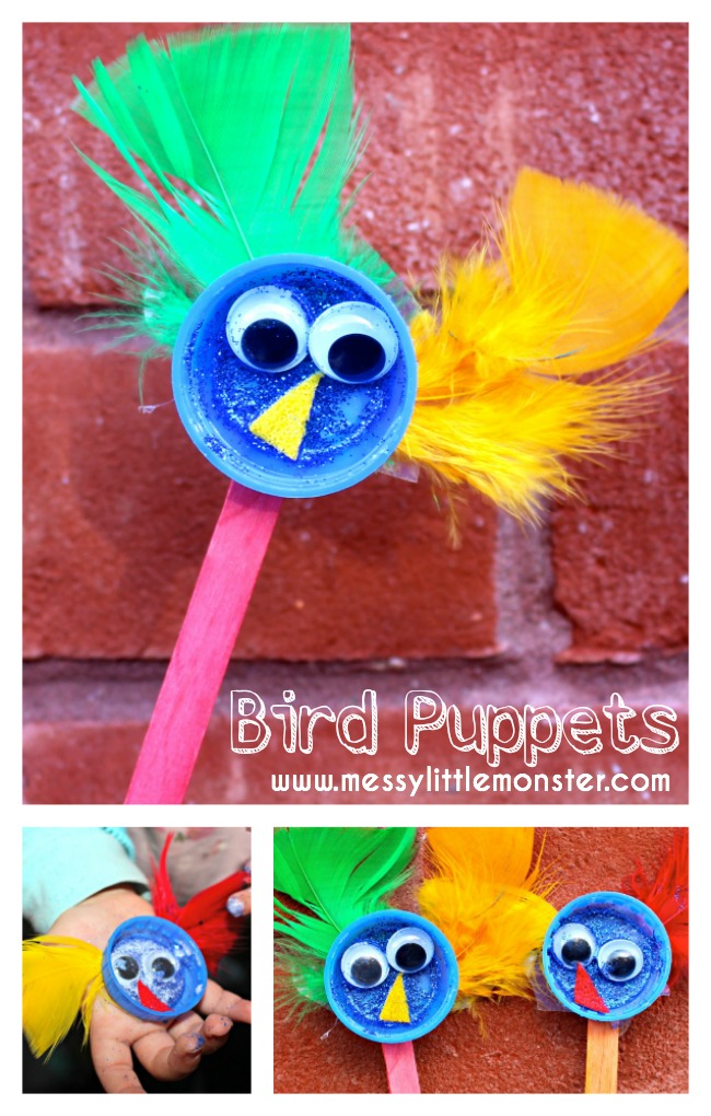 Bird puppet kids craft - Messy Little Monster