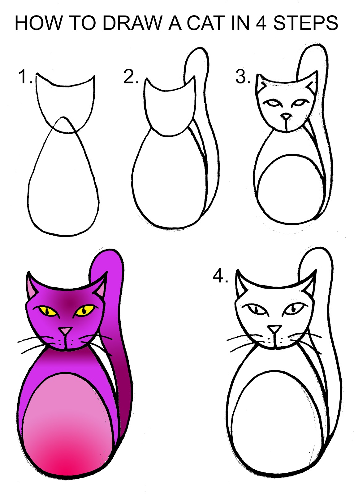 DARYL HOBSON ARTWORK: How To Draw A Cat Step By Step