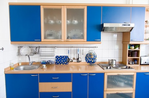 Dapur minimalis warna biru