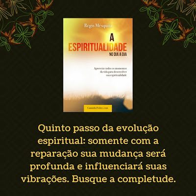 Quinto passo da evolução espiritual: somente com a reparação sua mudança será profunda e influenciará suas vibrações. Busque a completude. Livro A Espiritualidade no Dia a Dia