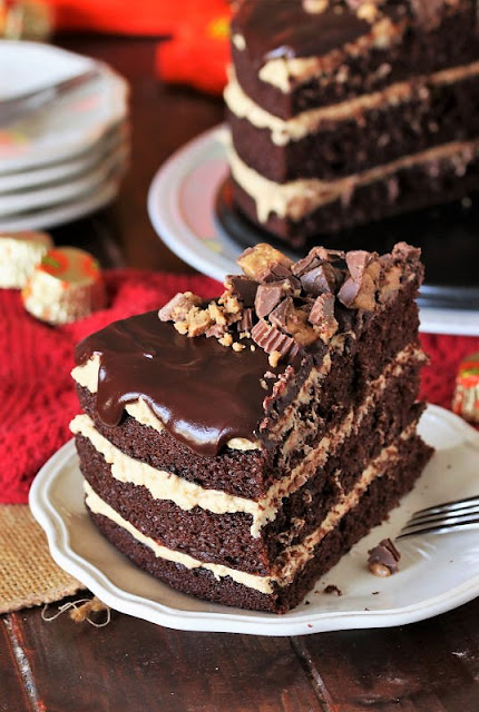 Slice of Reese's Peanut Butter Chocolate Cake Image