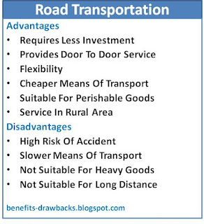 advantages disadvantages road transport