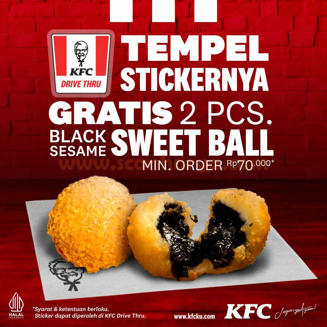 Promo KFC Tempel Stiker Drive Thru – GRATIS 2 Black Sesame Sweet Ball
