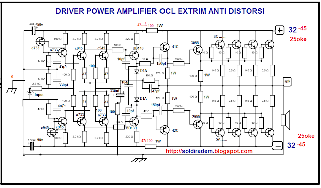 Dalam artikel ini soldiradem blog akan shere hasil experiment modifikasi amplifier yirosh Skema Amplifier OCL Extreme Modif YIROSHI Daya Rendah