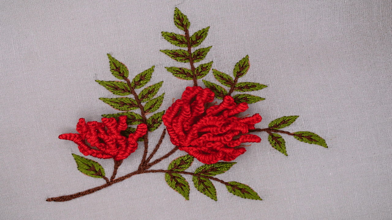 Hand Embroidery New Flower Design Tutorial, Latest Embroidery Flower  Designs and craft