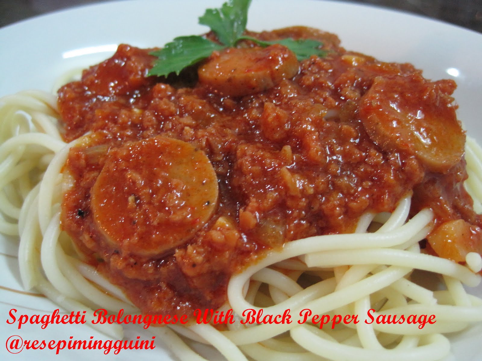 Spaghetti Bolognese With Black Pepper Sausage  Resepi 