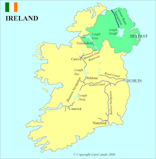 Euro Canals Ireland map showing water routes