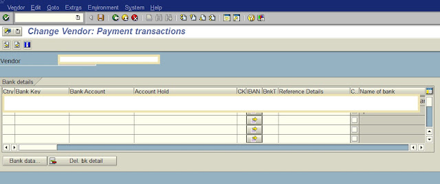 FK02 Bank Detail Vendor Master