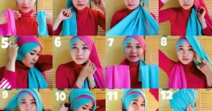 Tutorial Hijab 2 Warna Segi Empat Simple
