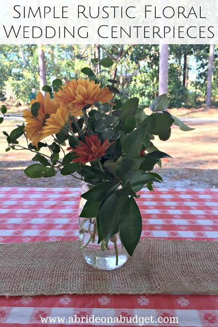 Don't overthink your outdoor wedding. Go easy with these Simple Rustic Floral Wedding Centerpieces from www.abrideonabudget.com.