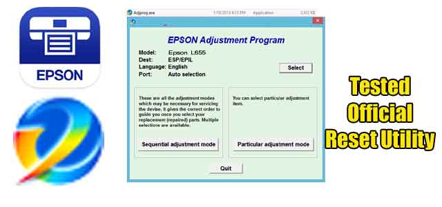 Epson L655 Adjustment program (Reset Utility)