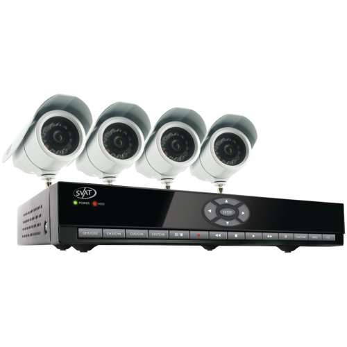 SVAT CV301-8CH-002 Web Ready 8 Channel H.264 500GB HDD DVR Security System with Smart Phone Access and 4 Indoor/Outdoor Hi-Res Night Vision CCD Surveillance Cameras