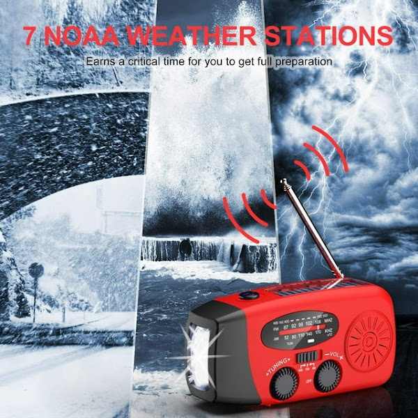 Image: NOAA Weather Radio, AM FM WB Hand Crank Emergency Radio