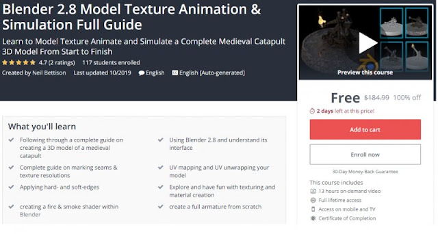 [100% Off] Blender 2.8 Model Texture Animation & Simulation Full Guide| Worth 184,99$