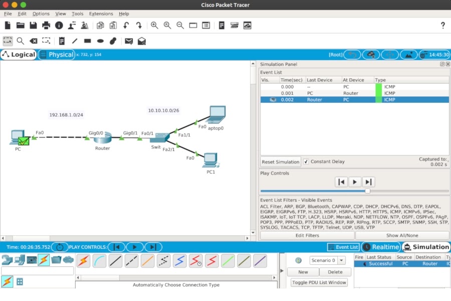 Simulation Mode Cisco Packet Tracer