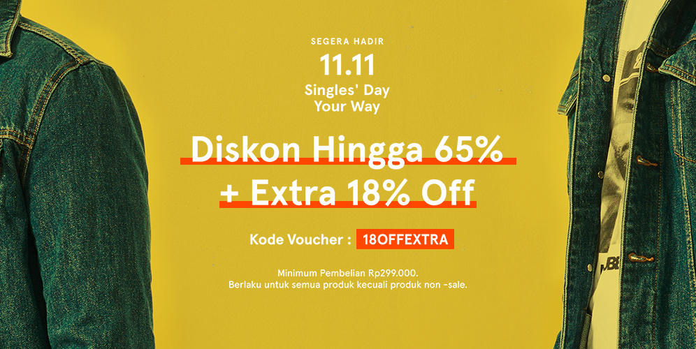 Zalora - Promo Event 11.11 Diskon s.d 65% + Extra 18% Off (11 Nov 2018)