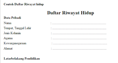 Contoh Daftar Riwayat Hidup Yang Baik Dan Benar