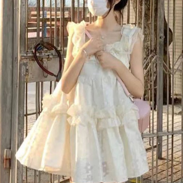 Mini Ruffles Sweet Sleeveless White Dress Purchase on Amazon & Aliexpress